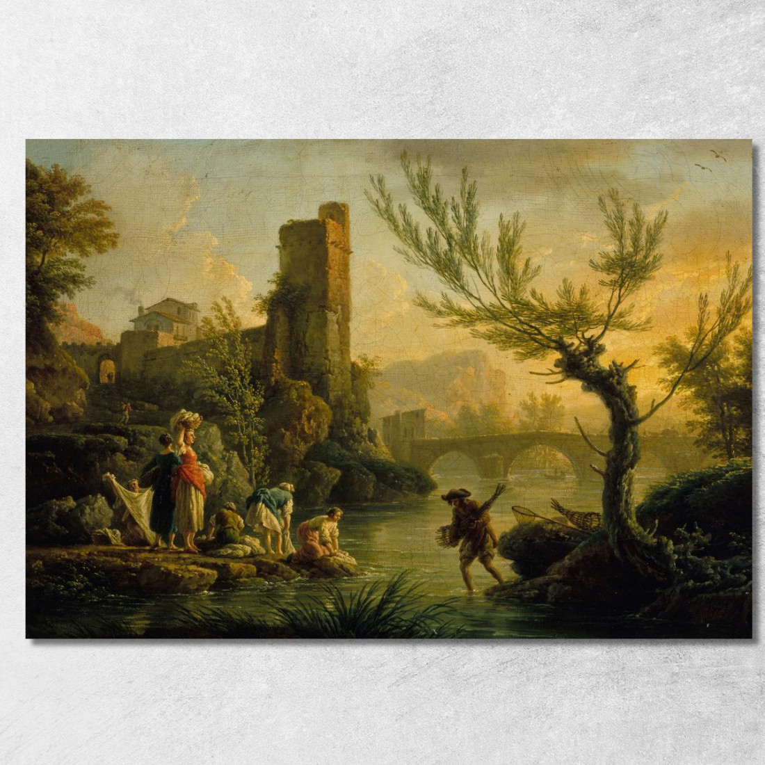 Paesaggio Con Lavandaie Claude-Joseph Vernet cjv23 quadro stampato su tela