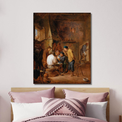 Interno Di Una Taverna Con Rozzi Che Giocano A Carte David Teniers The Younger dty16 quadro stampato su tela