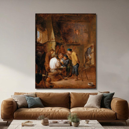 Interno Di Una Taverna Con Rozzi Che Giocano A Carte David Teniers The Younger dty16 quadro stampato su tela