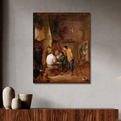 Interno Di Una Taverna Con Rozzi Che Giocano A Carte David Teniers The Younger dty16 quadro stampato su tela