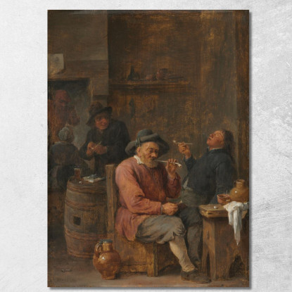 Contadini Che Fumano In Una Locanda David Teniers The Younger dty69 quadro stampato su tela