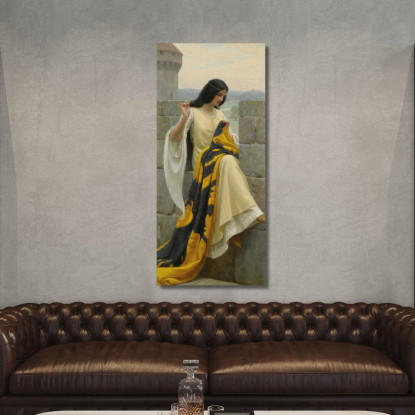 Cucendo Lo Stendardo Edmund Blair Leighton ebl19 quadro stampato su tela