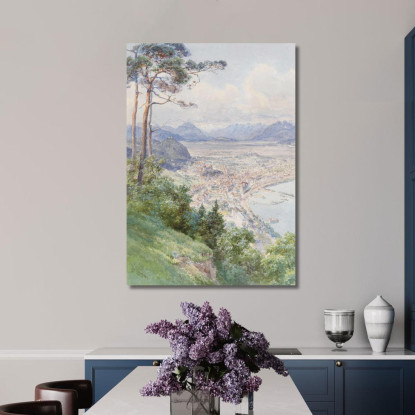 Una Vista Di Bregenz E Del Lago Di Costanza Edward Theodore Compton etc2 quadro stampato su tela