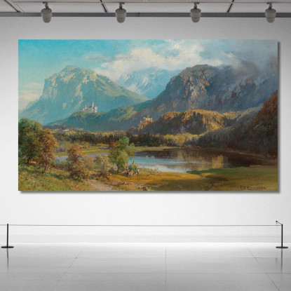 Una Vista Di Neuschwanstein Edward Theodore Compton etc5 quadro stampato su tela