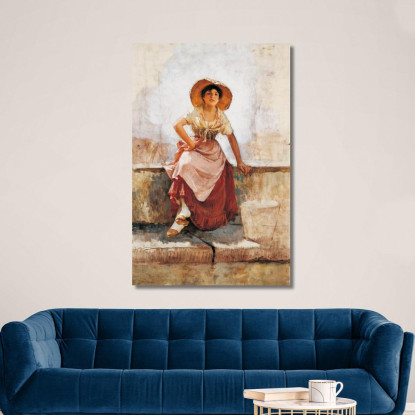 Fanciulla Fiorentina Con Fiori Frank Duveneck fdu3 quadro stampato su tela