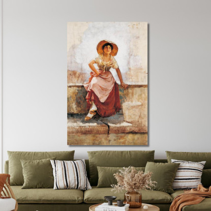 Fanciulla Fiorentina Con Fiori Frank Duveneck fdu3 quadro stampato su tela