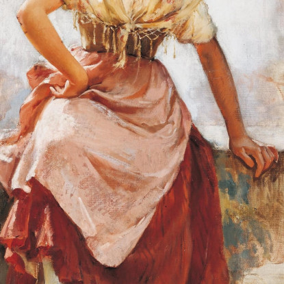 Fanciulla Fiorentina Con Fiori Frank Duveneck fdu3 quadro stampato su tela