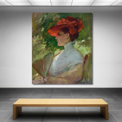 Signora Con Cappello Rosso – Ritratto Di Maggie Wilson Frank Duveneck fdu6 quadro stampato su tela