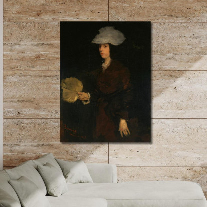 Signora Con Ventaglio Frank Duveneck fdu7 quadro stampato su tela