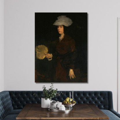 Signora Con Ventaglio Frank Duveneck fdu7 quadro stampato su tela