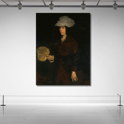 Signora Con Ventaglio Frank Duveneck fdu7 quadro stampato su tela
