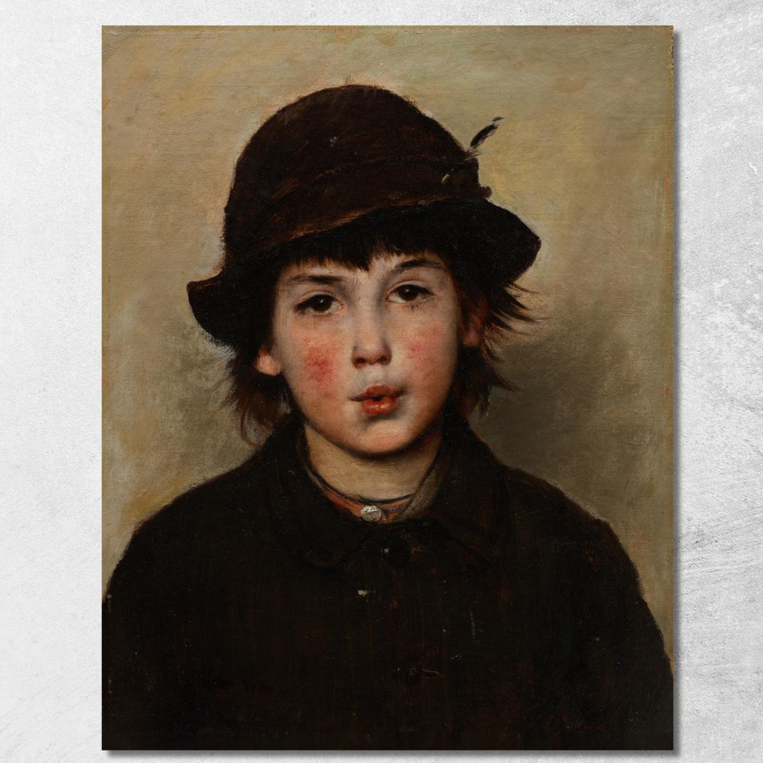 Ragazzo Che Fischia Frank Duveneck fdu28 quadro stampato su tela