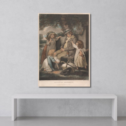 Divertimento Infantile George Morland gmo14 quadro stampato su tela