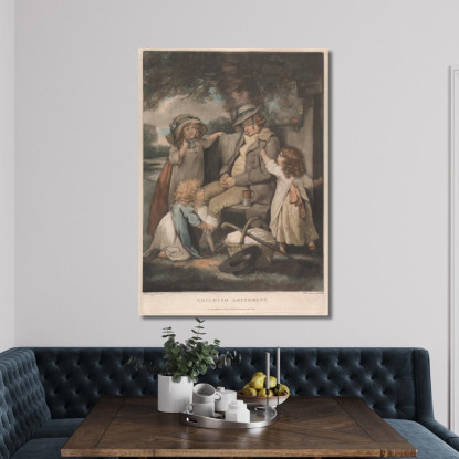 Divertimento Infantile George Morland gmo14 quadro stampato su tela