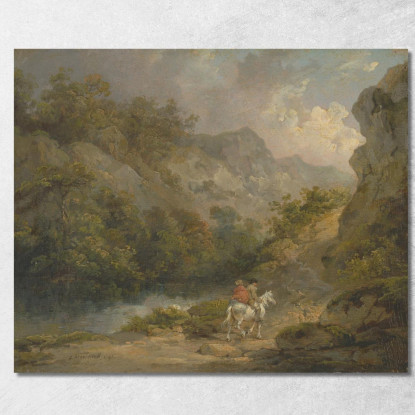 Paesaggio Roccioso Con Due Uomini Su Un Cavallo George Morland gmo29 quadro stampato su tela