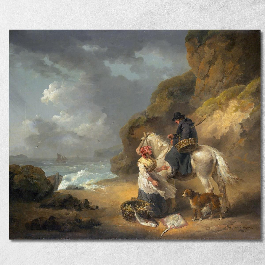 Vendita Di Pesce George Morland gmo30 quadro stampato su tela