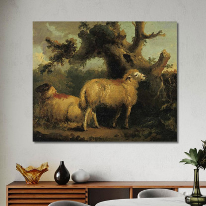 Due Pecore In Un Paesaggio George Morland gmo54 quadro stampato su tela