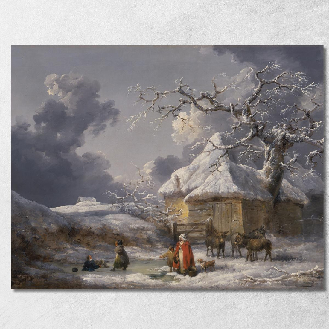 Paesaggio Invernale Con Figure George Morland gmo56 quadro stampato su tela