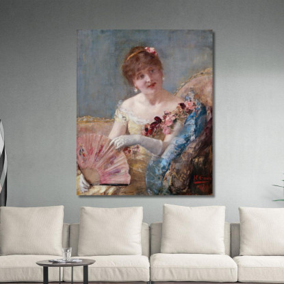 Donna Con Ventaglio - Ritratto Di Réjane Henri Gervex hgr12 quadro stampato su tela