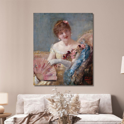Donna Con Ventaglio - Ritratto Di Réjane Henri Gervex hgr12 quadro stampato su tela