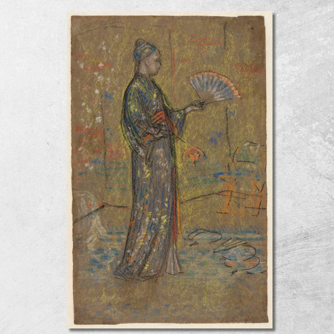 Donna Giapponese Che Dipinge Un Ventaglio James Abbott McNeill Whistler jam51 quadro stampato su tela