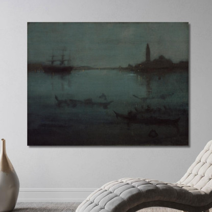 Notturno In Blu E Argento - La Laguna Venezia James Abbott McNeill Whistler jam66 quadro stampato su tela