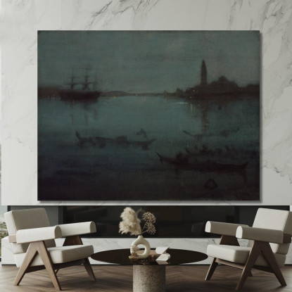 Notturno In Blu E Argento - La Laguna Venezia James Abbott McNeill Whistler jam66 quadro stampato su tela
