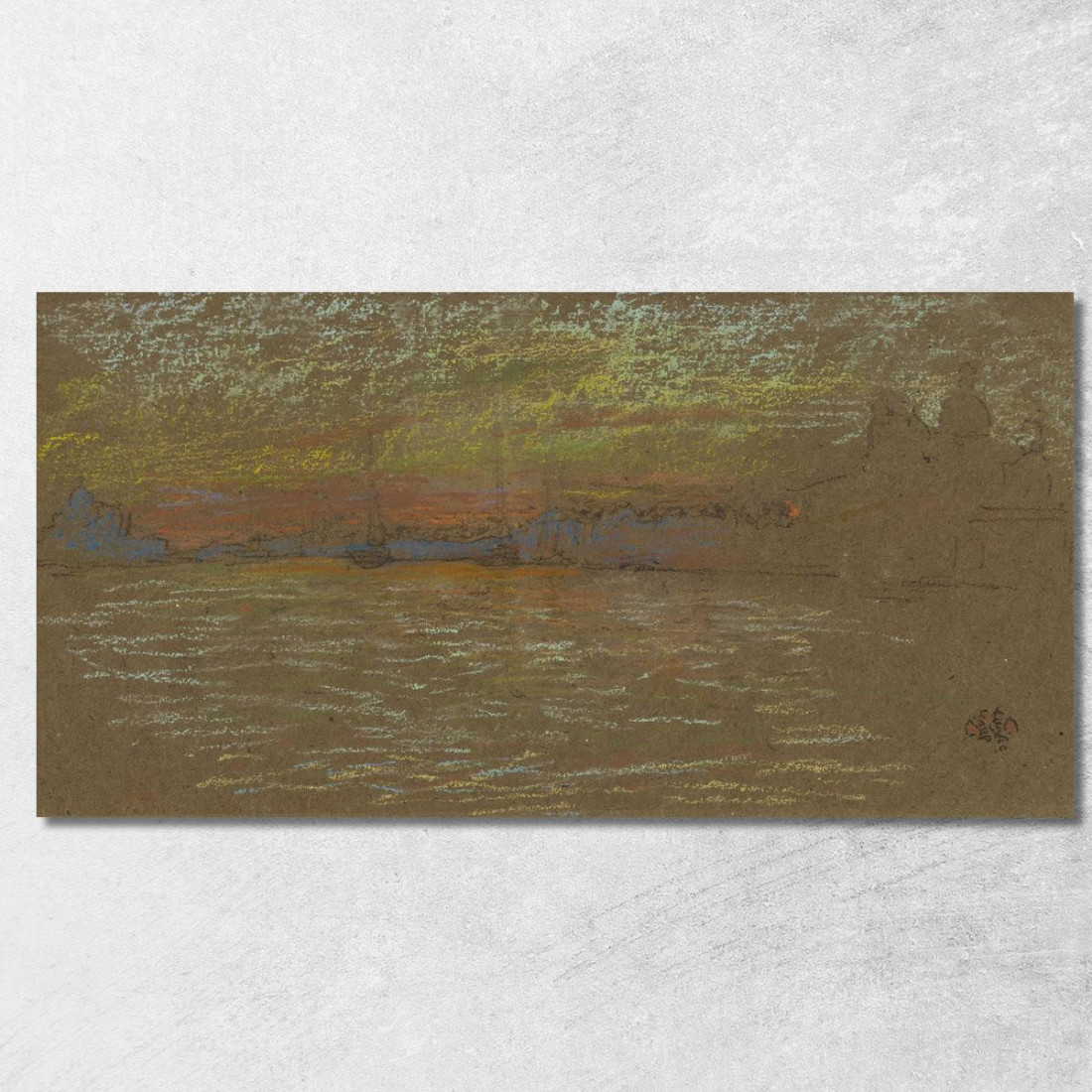 La Riva Al Tramonto Rosso E Oro James Abbott McNeill Whistler jam134 quadro stampato su tela