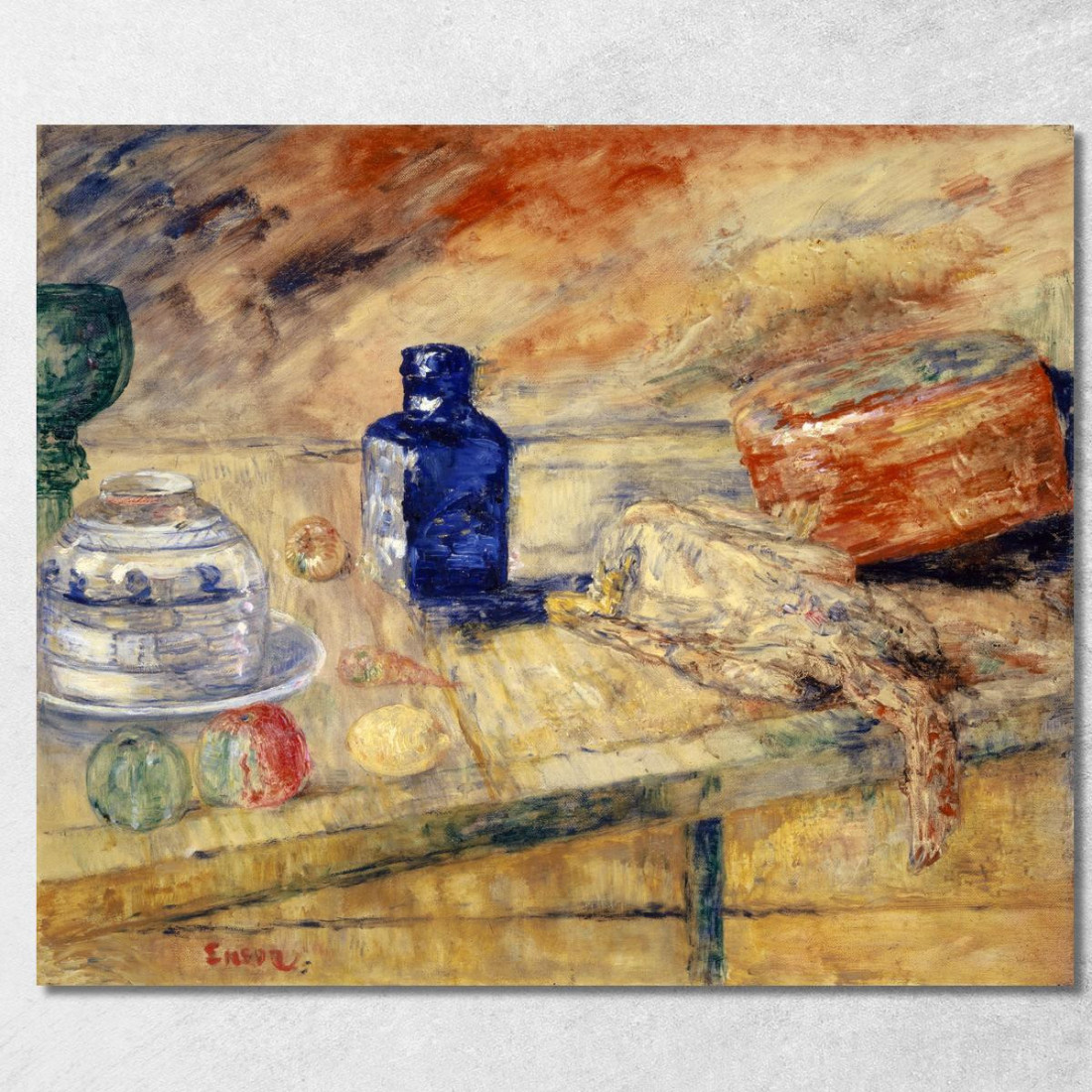 Mosche Blu E Pollo James Ensor jen9 quadro stampato su tela