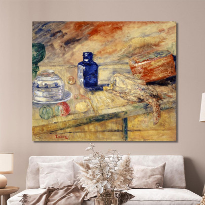 Mosche Blu E Pollo James Ensor jen9 quadro stampato su tela