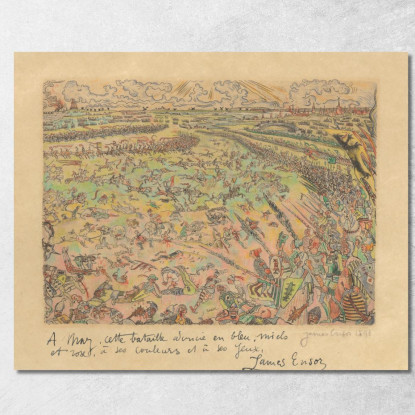 La Battaglia Degli Speroni D'Oro James Ensor jen37 quadro stampato su tela
