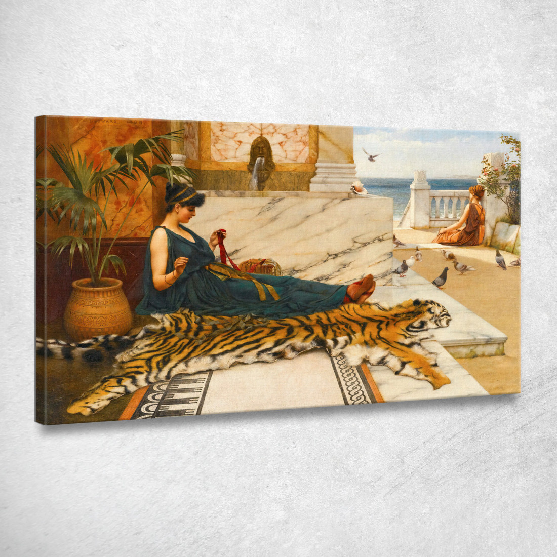 La Ragazza Cucitrice Della Pelle Di Tigre John William Godward jwg84 quadro stampato su tela