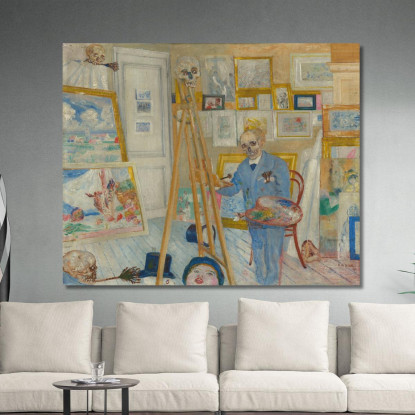 Il Pittore Scheletro James Ensor jen109 quadro stampato su tela