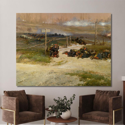 Au Pied Du Poteau: Un Frammento Del Panorama Della Battaglia Di Champigny Jean-Baptiste Édouard Detaille jbd7 quadro stampato s