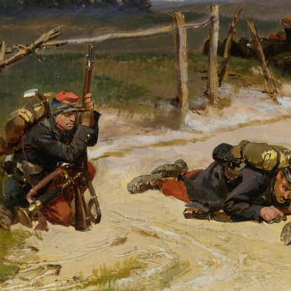 Au Pied Du Poteau: Un Frammento Del Panorama Della Battaglia Di Champigny Jean-Baptiste Édouard Detaille jbd7 quadro stampato s