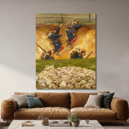 In Un Burrone. Fanti Di Linea 3 Jean-Baptiste Édouard Detaille jbd16 quadro stampato su tela