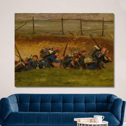 In Un Burrone. Fanti Di Linea Jean-Baptiste Édouard Detaille jbd17 quadro stampato su tela