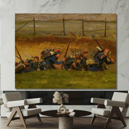 In Un Burrone. Fanti Di Linea Jean-Baptiste Édouard Detaille jbd17 quadro stampato su tela