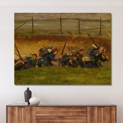 In Un Burrone. Fanti Di Linea Jean-Baptiste Édouard Detaille jbd17 quadro stampato su tela