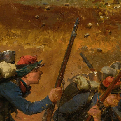 In Un Burrone. Fanti Di Linea Jean-Baptiste Édouard Detaille jbd17 quadro stampato su tela