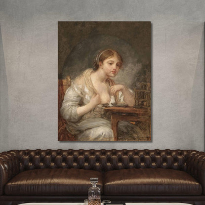 A Young Woman With A Birdcage Jean-Baptiste Greuze jbg5 canvas print