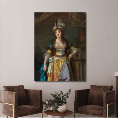 Portrait Of A Lady In Turkish Fancy Dress Jean-Baptiste Greuze jbg44 canvas print