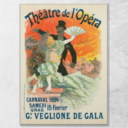 Carnaval 1896 Grand Veglione De Gala Jules Chéret jch20 quadro stampato su tela