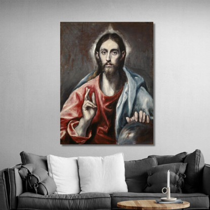 Cristo Benedicente Il Salvatore Del Mondo El Greco (Domenikos Theotokopoulos) egr11 quadro stampato su tela
