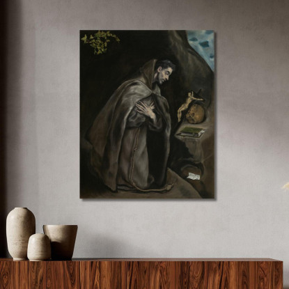 San Francesco In Preghiera In Meditazione El Greco (Domenikos Theotokopoulos) egr33 quadro stampato su tela