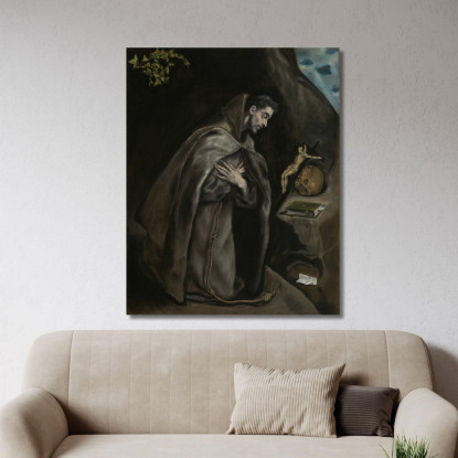 San Francesco In Preghiera In Meditazione El Greco (Domenikos Theotokopoulos) egr33 quadro stampato su tela