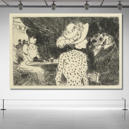 Scena Al Caffè Jean-Louis Forain jfr12 quadro stampato su tela