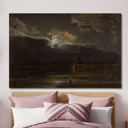 Dresda Al Chiaro Di Luna Johan Christian Dahl jcd13 quadro stampato su tela