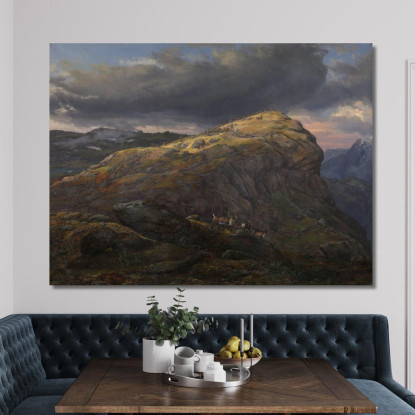 Stugunoset A Filefjell Johan Christian Dahl jcd53 quadro stampato su tela