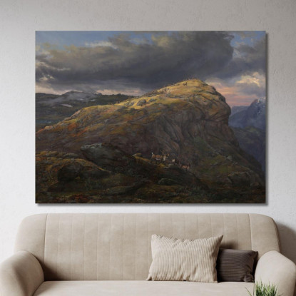 Stugunoset A Filefjell Johan Christian Dahl jcd53 quadro stampato su tela
